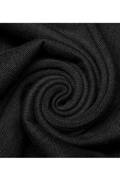 Black Punk Stand Collar Anterior Middle Asymmetry Design Zipper Shoulder Decorate Webbing Vest