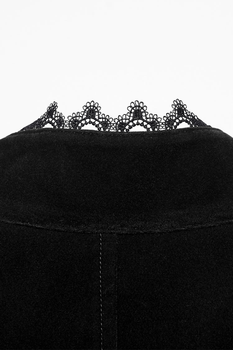 Black Stand Collar Pleated Swallow-tailed Gothic Vest