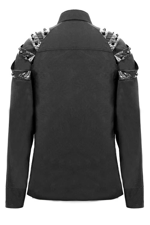 Black Long Sleeve Shoulder Zipper Punk Blouse
