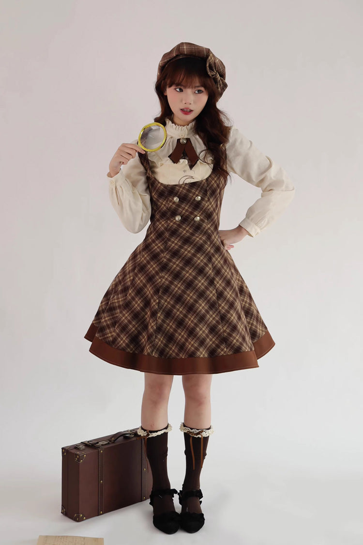 Brown [broken Pocket Watch] Sleeveless Printed Classic Lolita Bust-support Jsk Dress