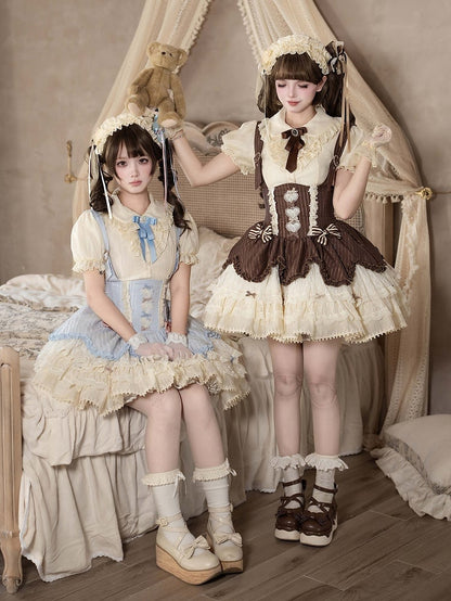 [pre-order Deadline: May 8] Classic Lace Ribbon Blouse + Suspender Tiered Dress Full Set + Complete Set