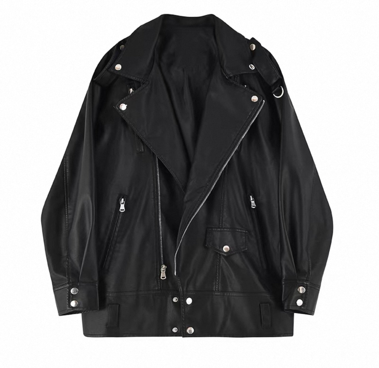 Oversized Leather Jacket Black