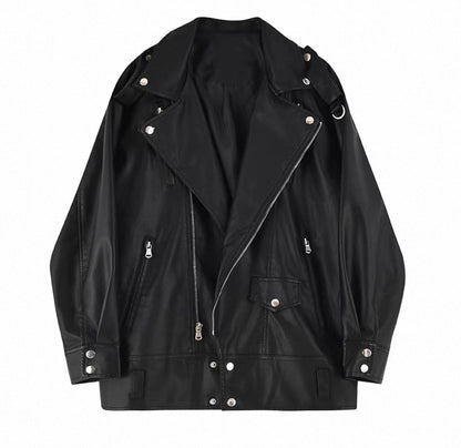Oversized Leather Jacket Black