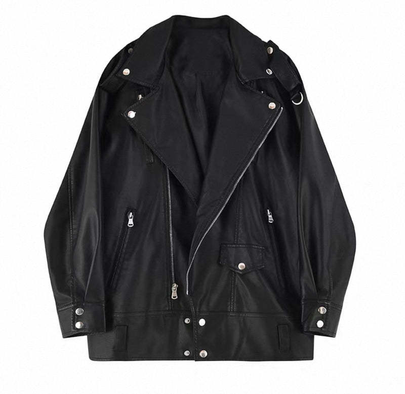Oversized Leather Jacket Black