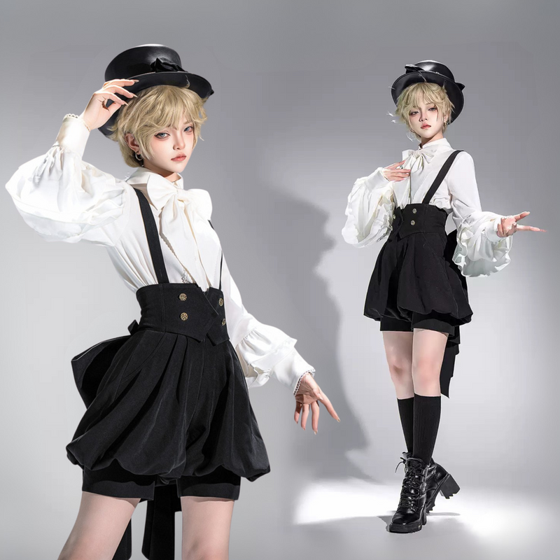 [pre-order] Retro Dark Prince Ribbon Shirt + Tail Shorts