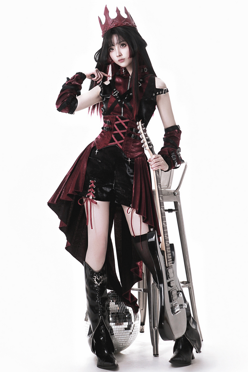 [pre-order] Dark Cyber Suspender Skirt + Shorts + Sleeveless Top + Sleeves