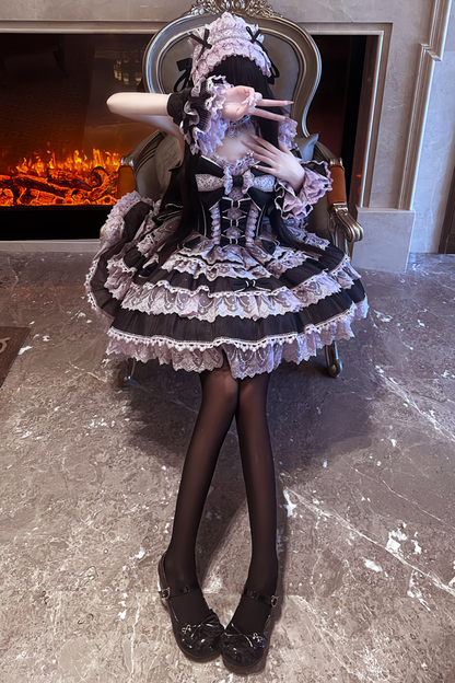 [pre-order] Princess Ballet Tiered Lolita Dress + Headband + Necklace + Sleeves + Tail