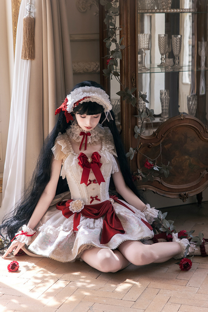 Snow White Princess Lolita Dress + Bonnet + Lace Choker