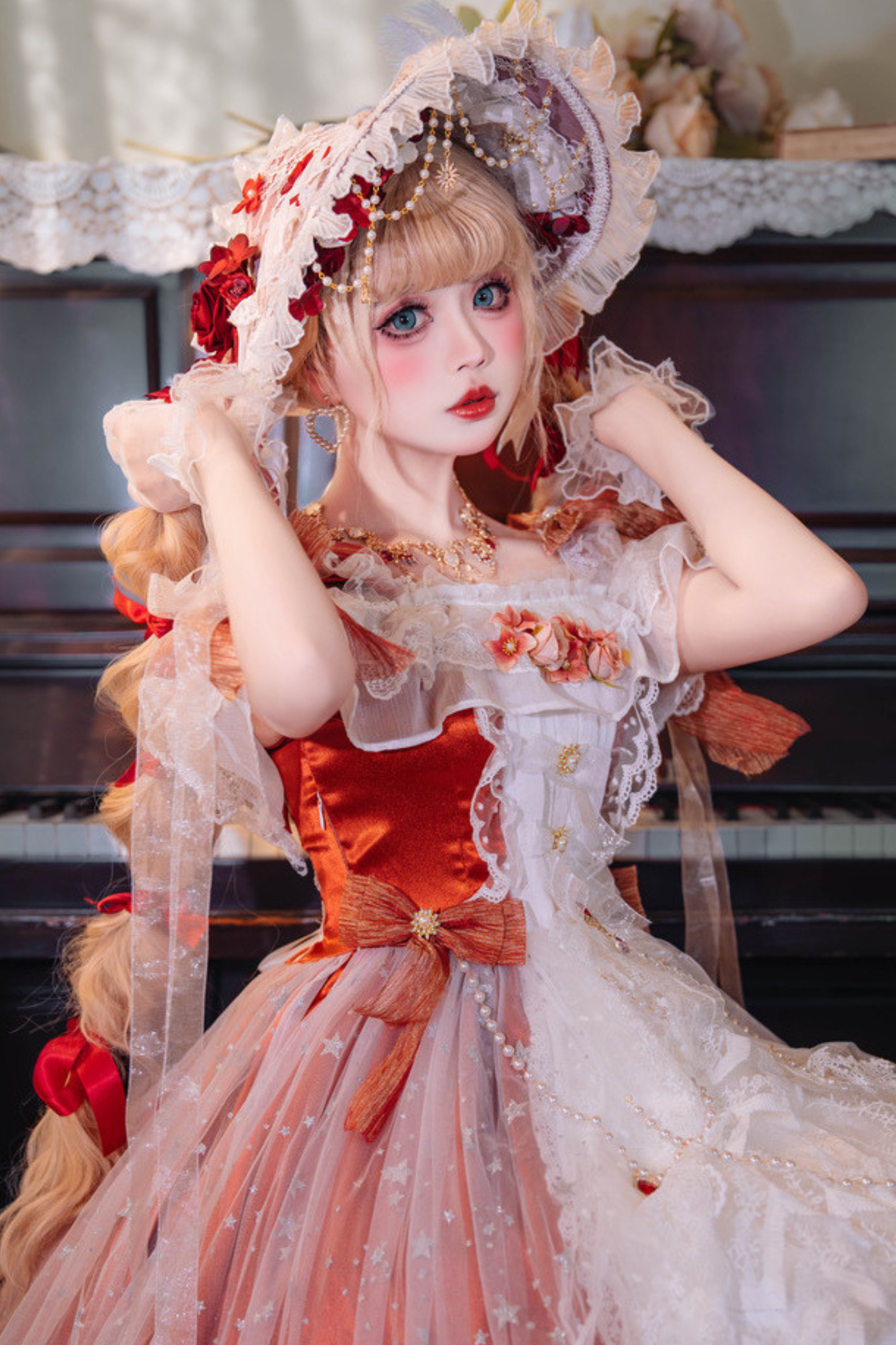 Sweet Lolita Flower Hat + Necklace