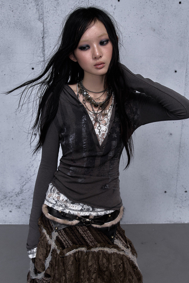 Lace Patchwork Tight Hooded Hoodie