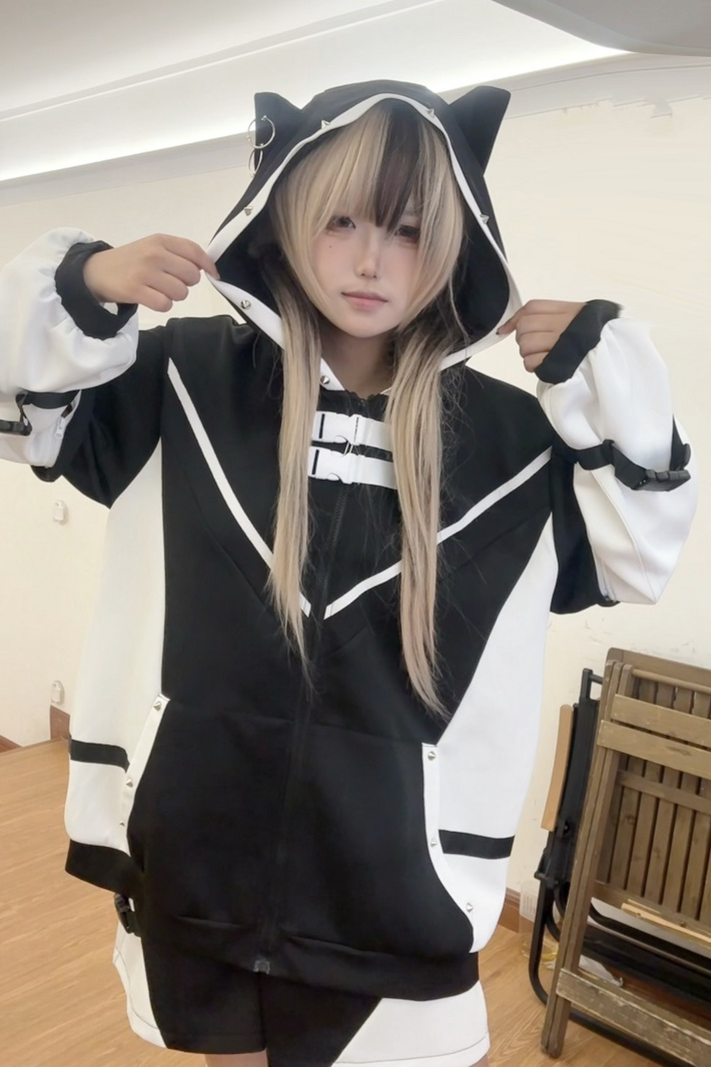 [angel Style] Subculture Aqua Hoodie Top + Shorts + Leg Covers