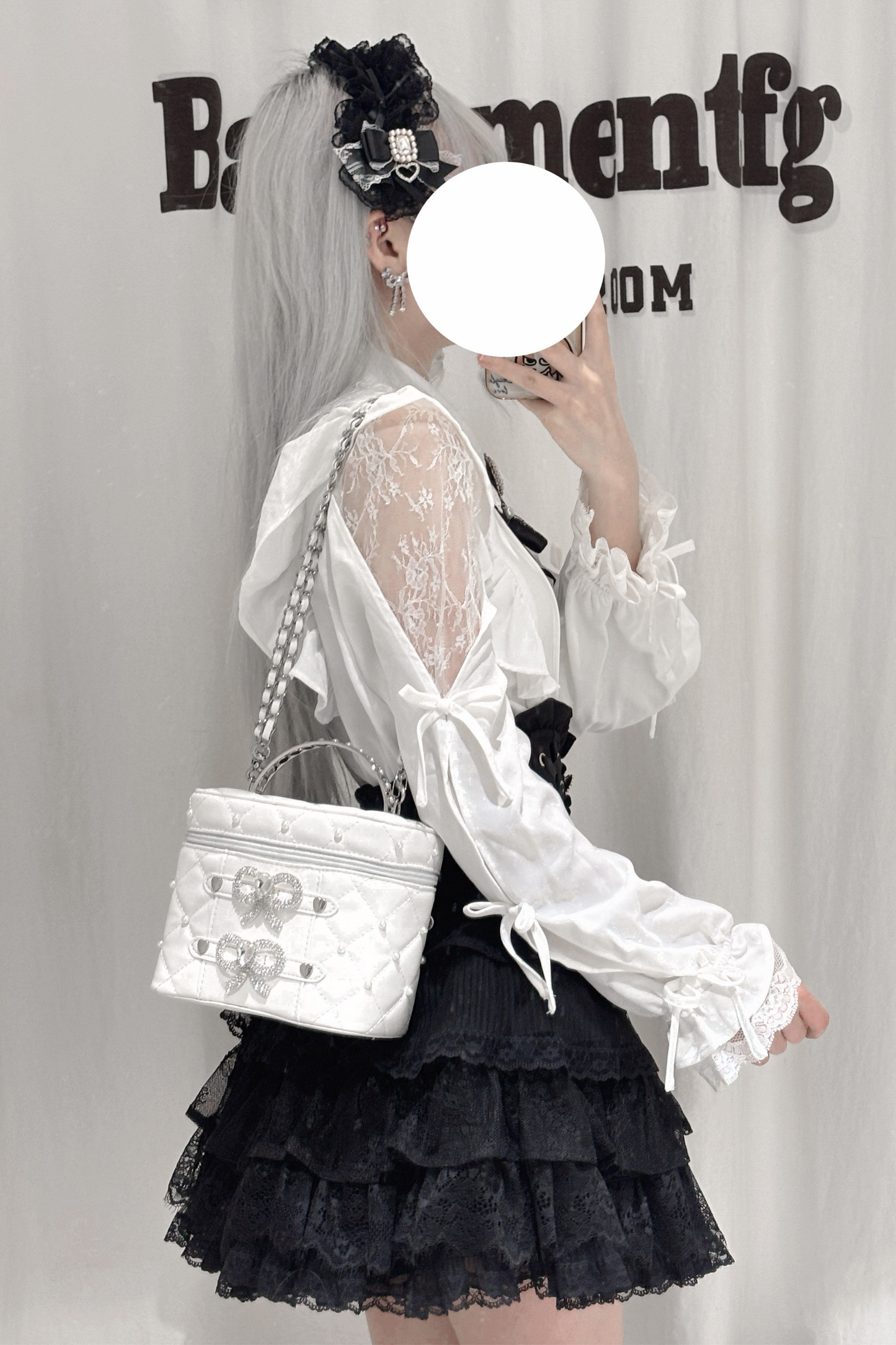 Pearl Rhinestone Lace Box Bag