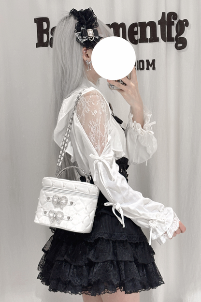 Pearl Rhinestone Lace Box Bag