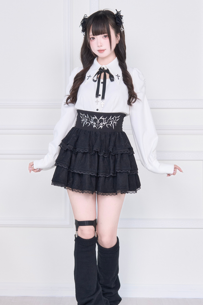 Cross Embroidery Shirt + Skirt