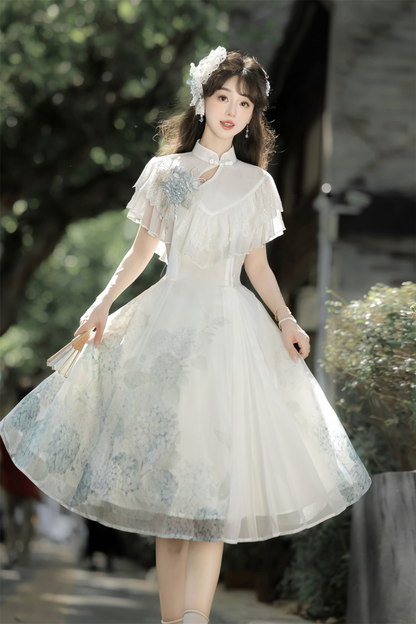 Hydrangea Letter Lolita Suspender Dress + Shawl