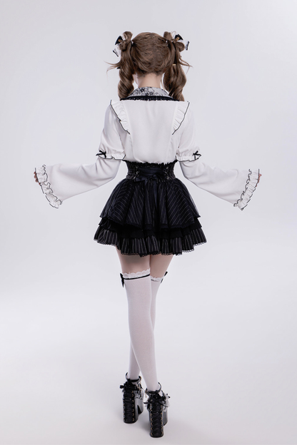 Sweet Ruffled Puff Long Sleeve Blouse