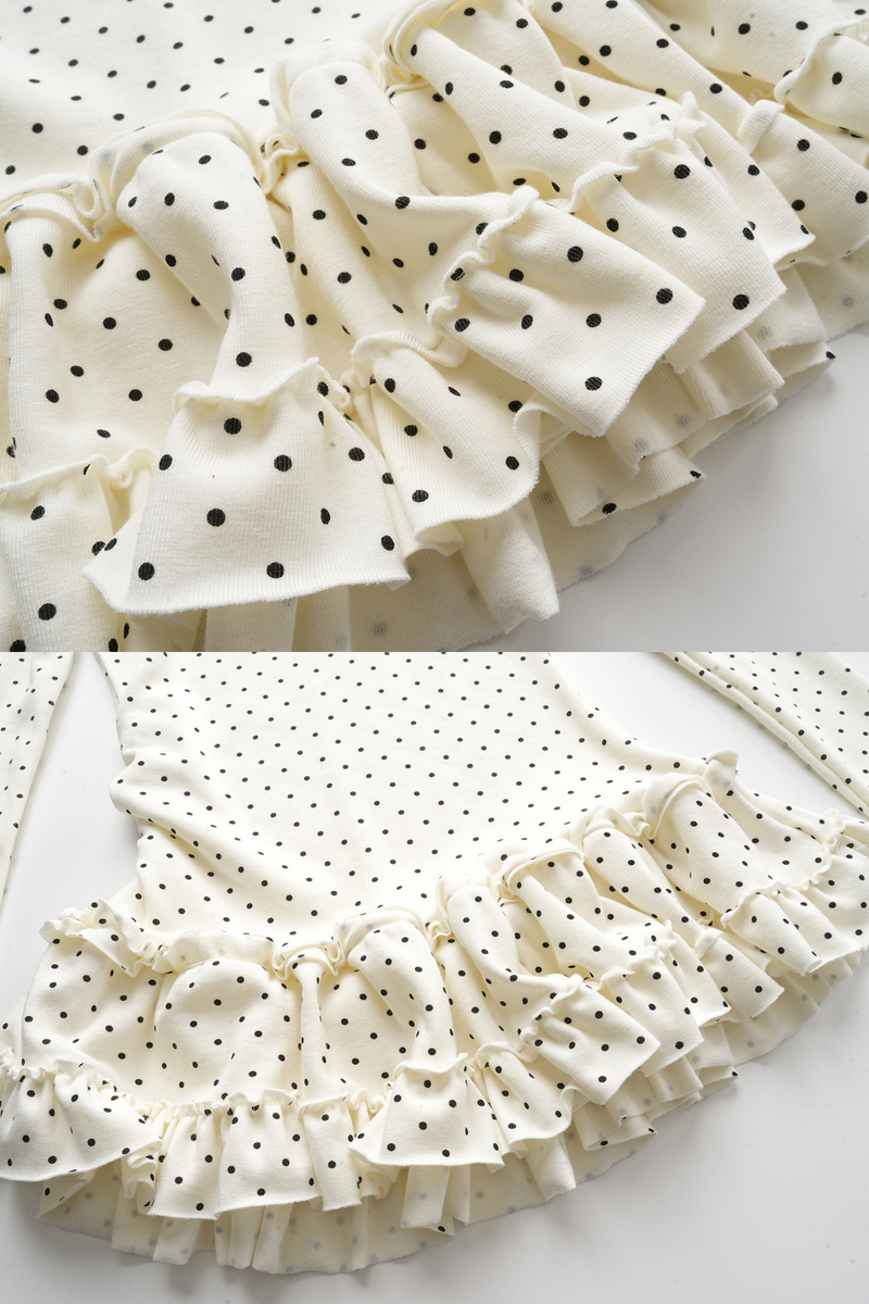 Polka Dot Slim Frill Top