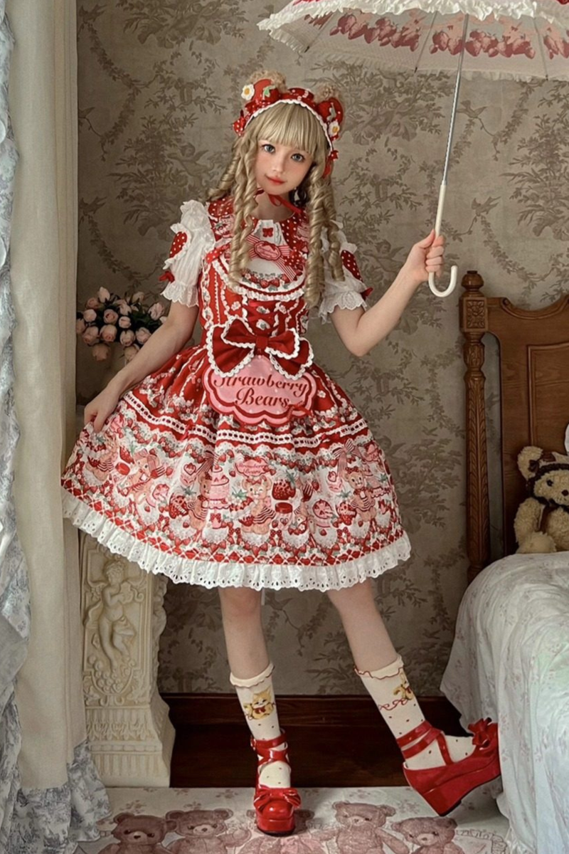 Bear Strawberry Field Lolita Jsk + Shirt