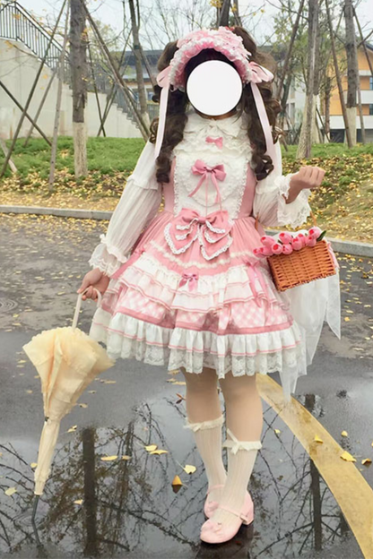 Heart Suspender Tiered Dress + Headpiece + Tail