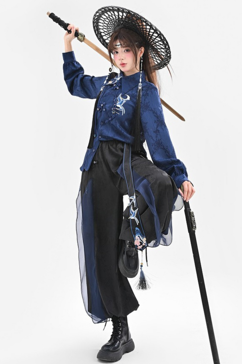 Chinese-style Design Mode Jacket + Shirt + Pants + Camisole