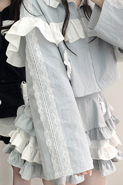 Subculture Sweet Ruffle Hooded Top + Skirt