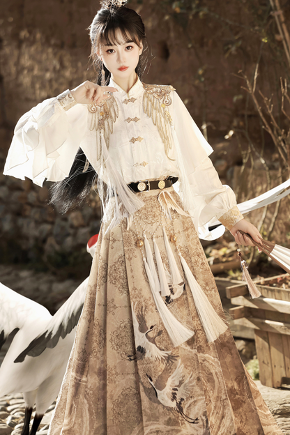 Retro China Blouse + Long Skirt