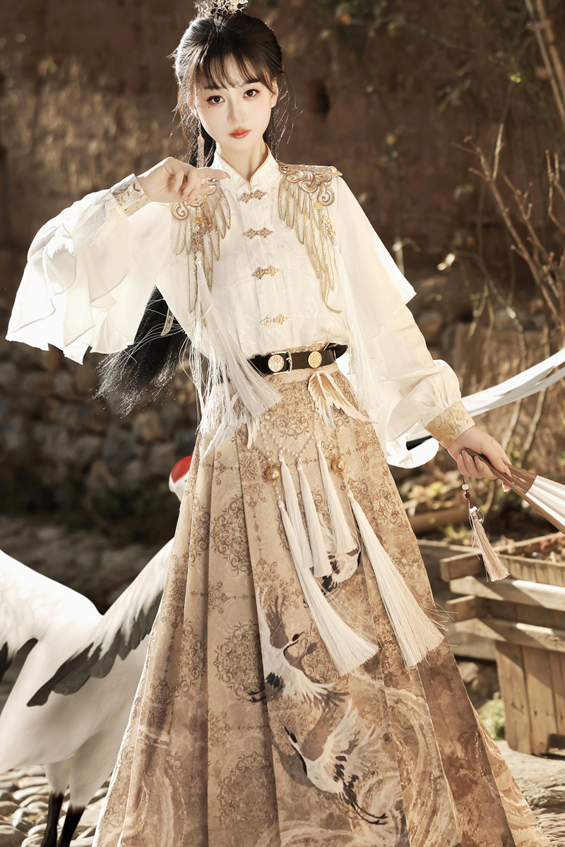 Retro China Blouse + Long Skirt