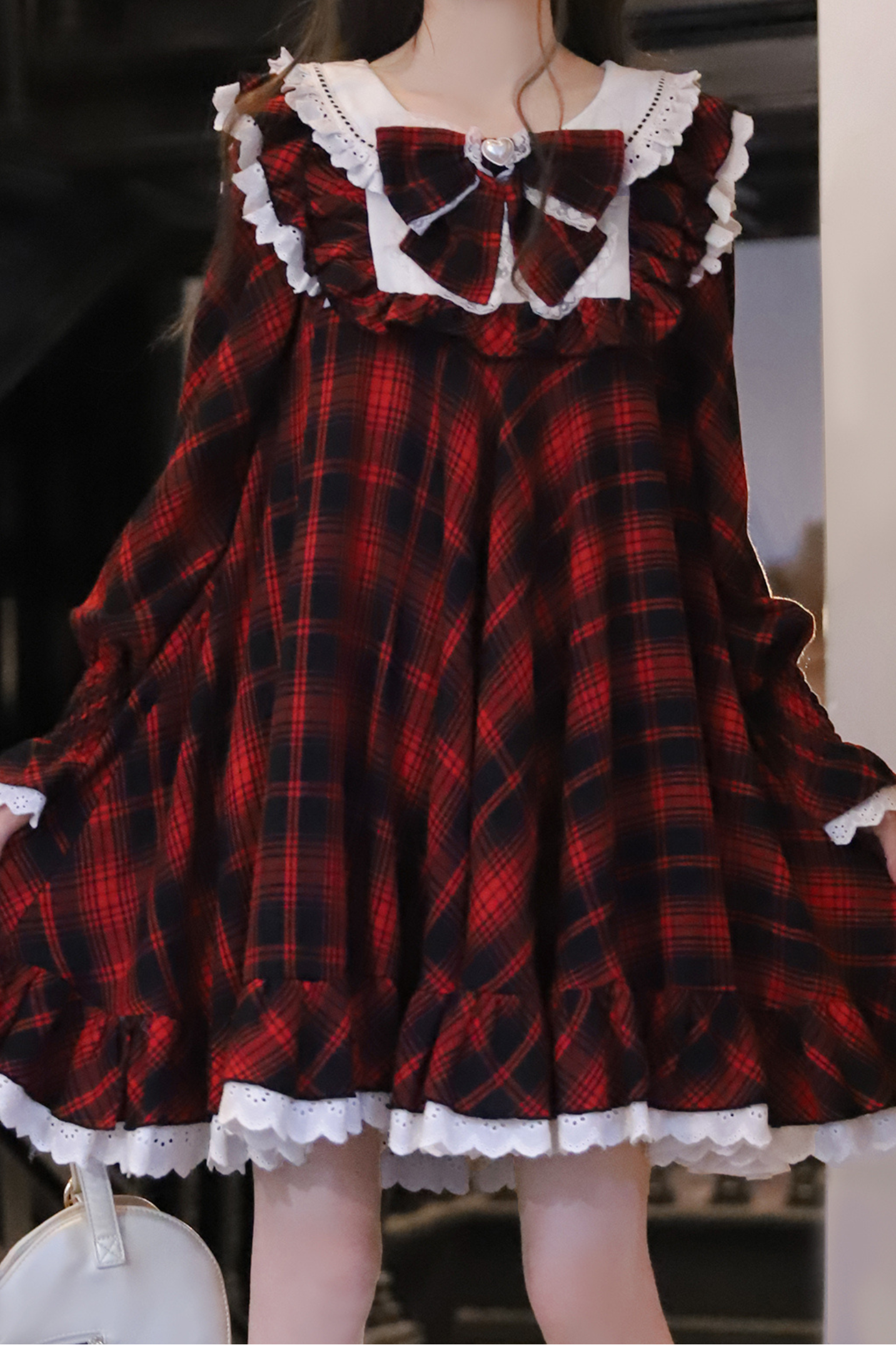 Berry Mousse Girly Plaid Dress