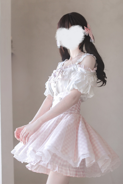[pre-order] Mass Production Off-shoulder Top + High Waist Skirt