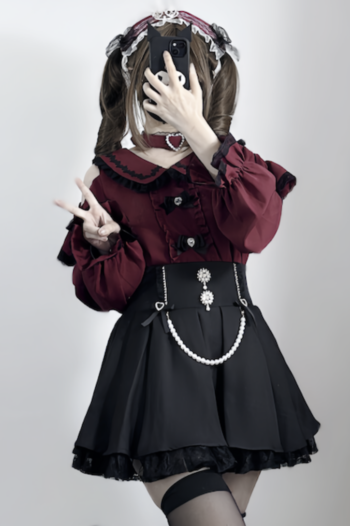 [pre-order] Jirai Sweet Girly Love Top + Pearl Skirt