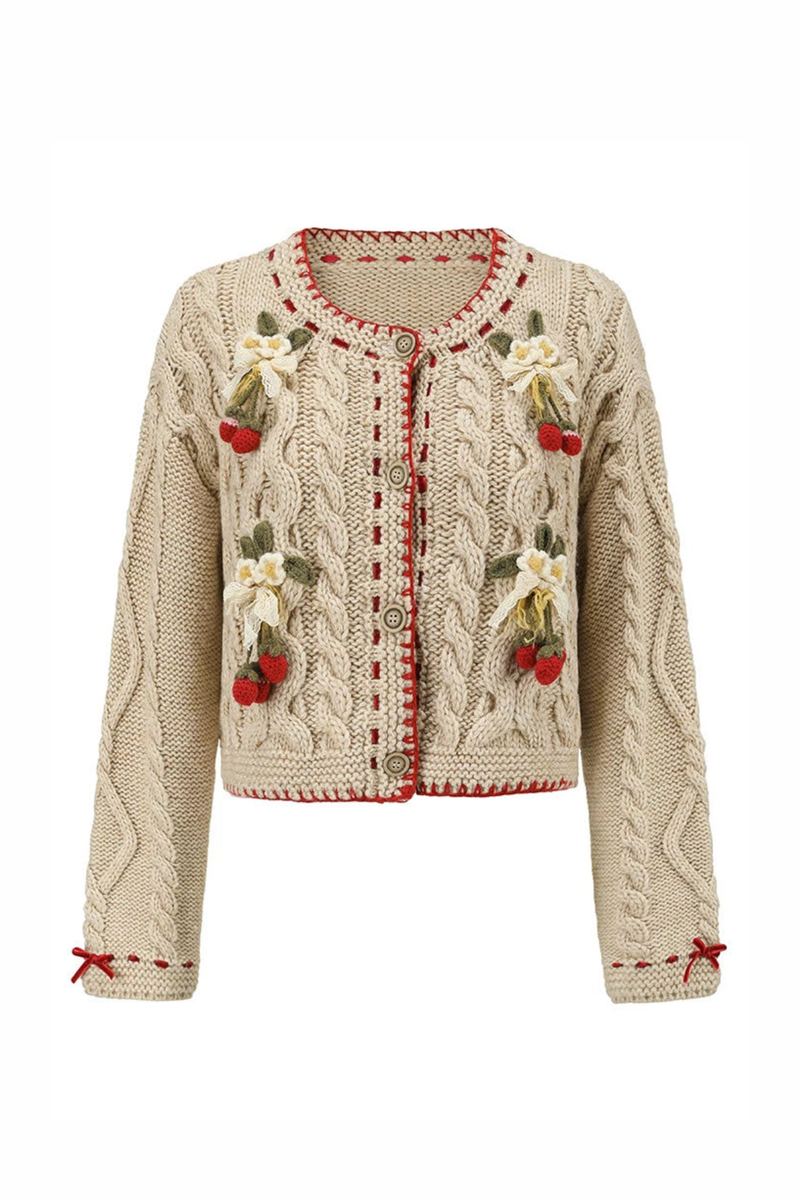 Lace Maid Plaid Corset Top + Crochet Cardigan + Plaid Skirt
