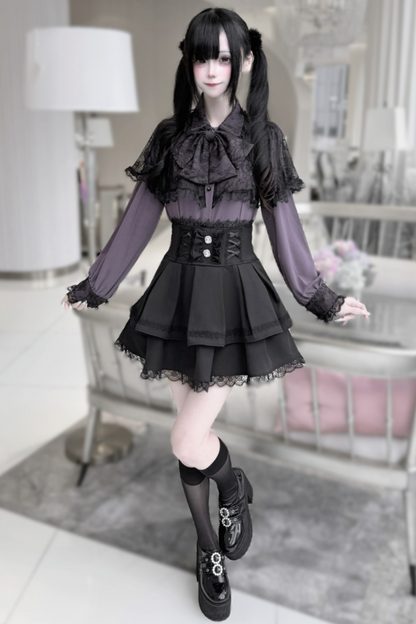 Dark Moon Shadow Cloak Veil Shirt + Skirt