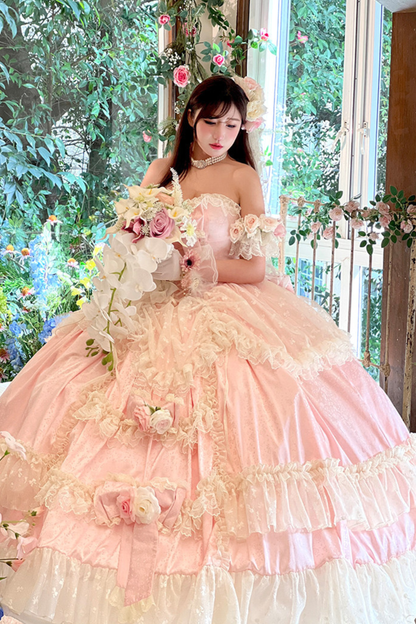 Love and Flower Sweet Dress + Ribbon Hair Accessory + Flower Hair Accessory