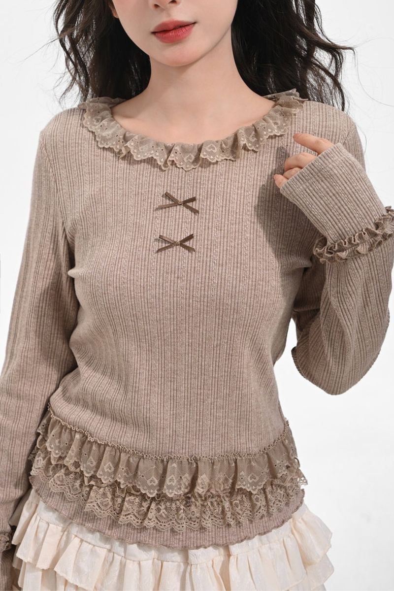 Ribbon Ruffle Slim Top