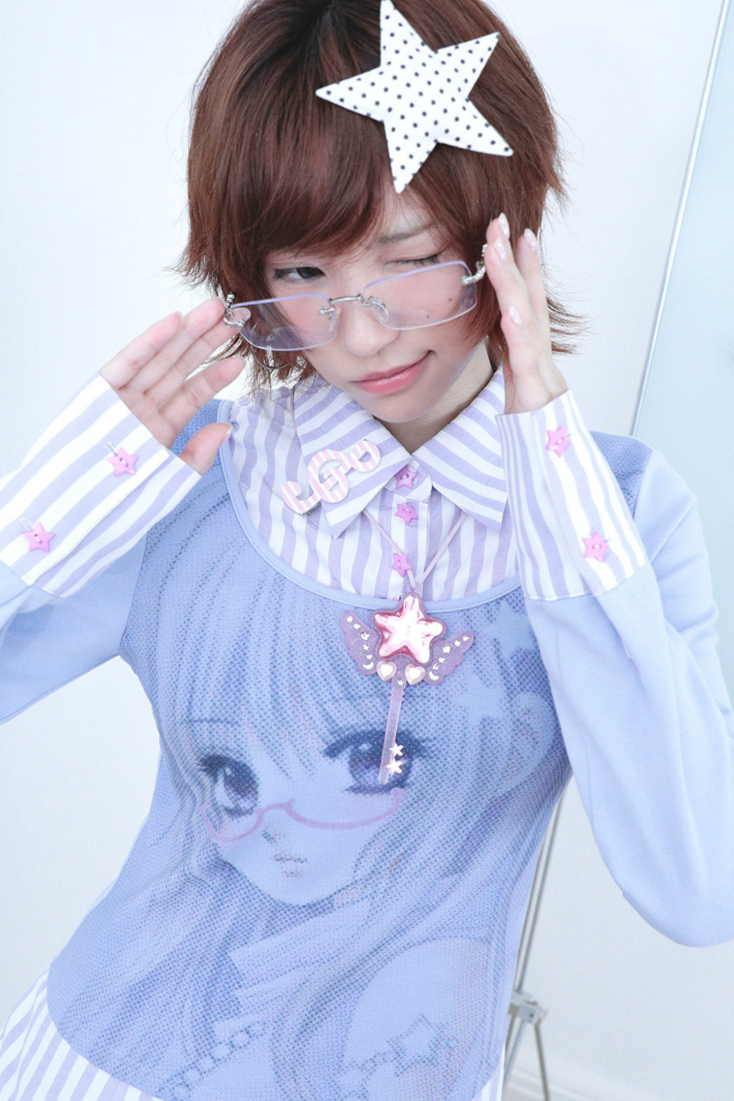 Anime Girl Striped Two Piece Top