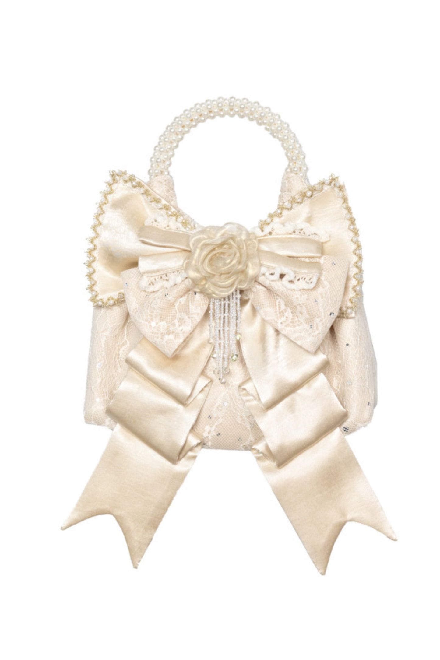 Satin Ribbon Pearl Handbag