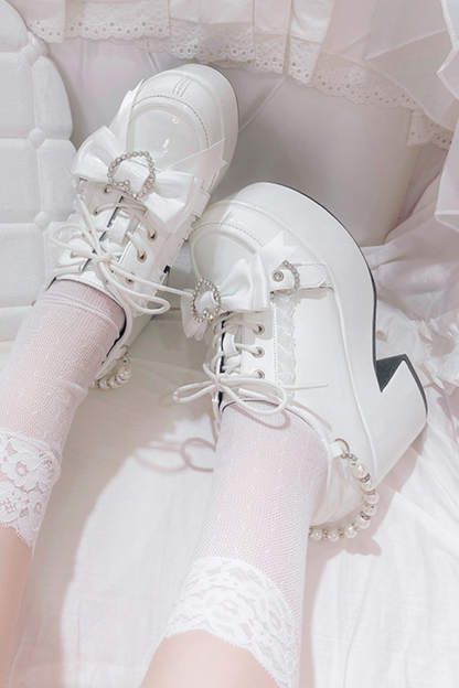 Jirai Ribbon Pearl Strap Doll Subculture Shoes