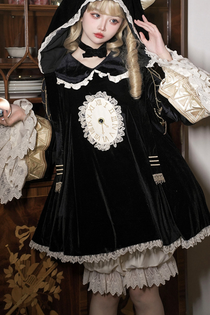 Black Cat Ruffle Clock Lolita Dress + Pumpkin Pants