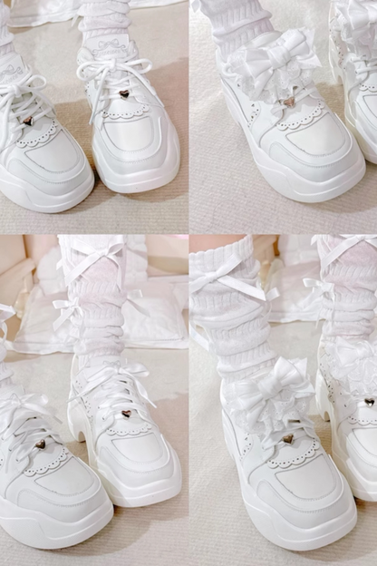 Ribbon Heart Lace Platform Sneakers