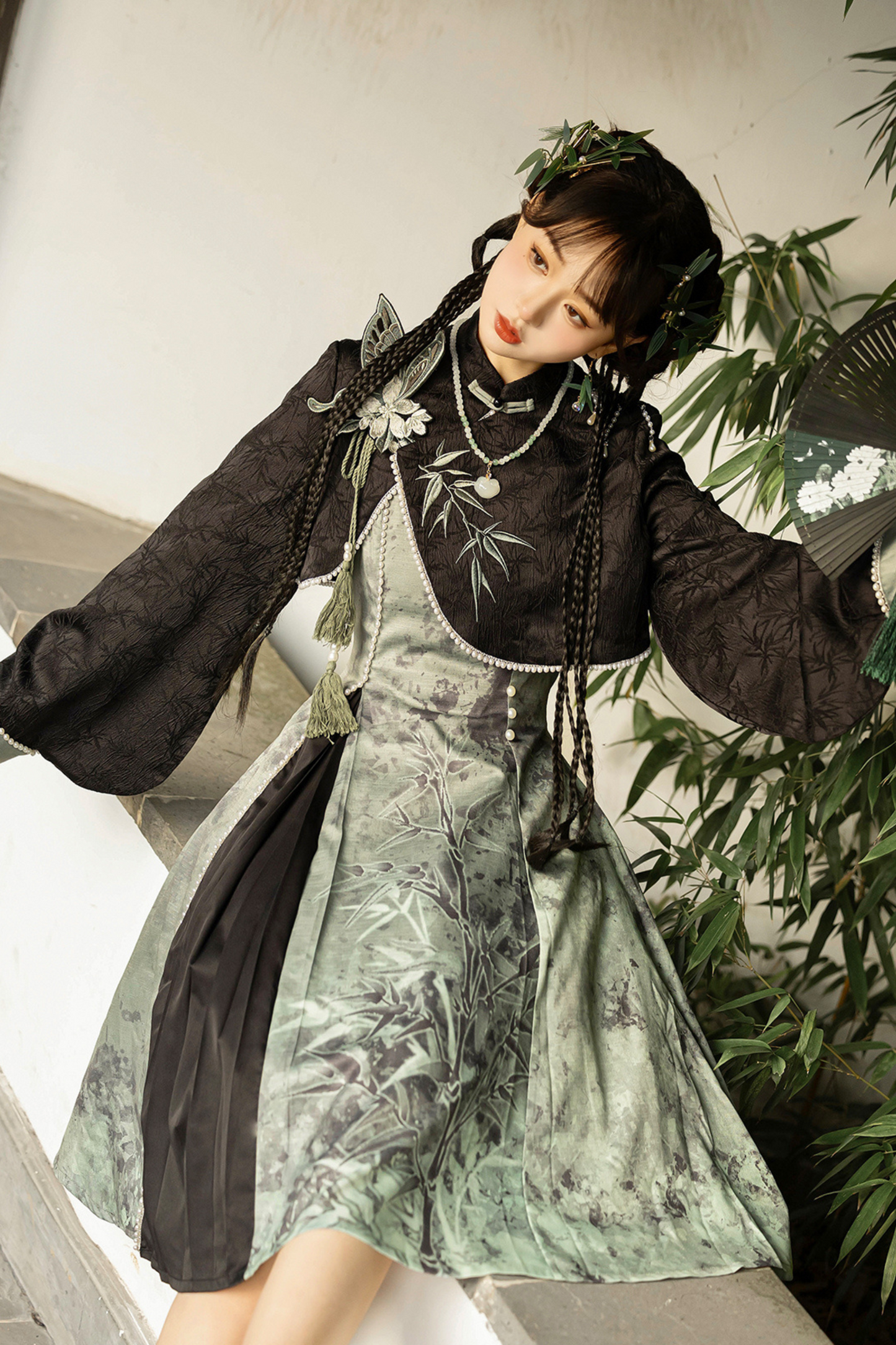 Neverland Smoked Chinese-style Lolita Suspender Dress + Short Chinese-style Jacket