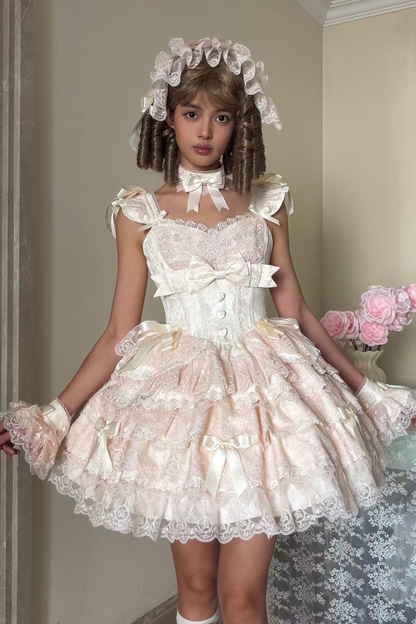 [pre-order] Princess Ballet Tiered Lolita Dress + Headband + Necklace + Sleeves + Tail