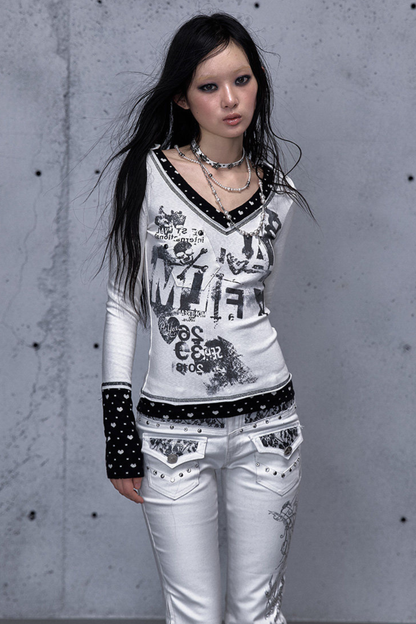 Retro Dark Patchwork Top