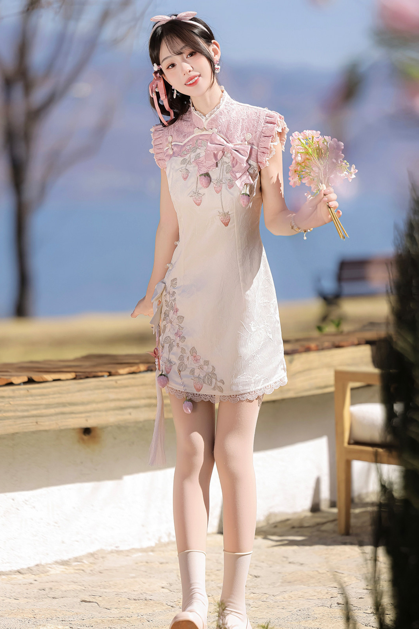 Strawberry Sweet Chinese-style Sleeveless Dress