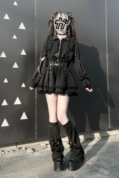 Dark Subculture Sporty Jacket + Skirt