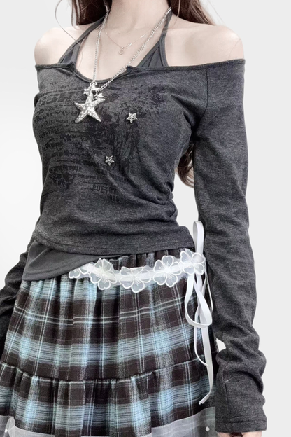 Y2k Off Shoulder Neck Design Top