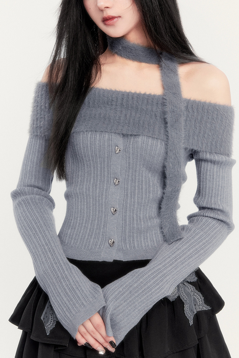 Off Shoulder Knit + Ribbon Tiered Skirt