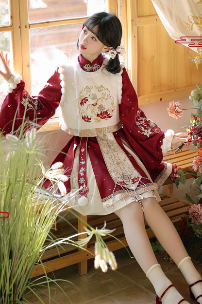 Chinese Lolita Red Dress Set