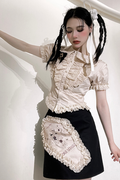 Ruffle Lace Shirt + Tiered Skirt
