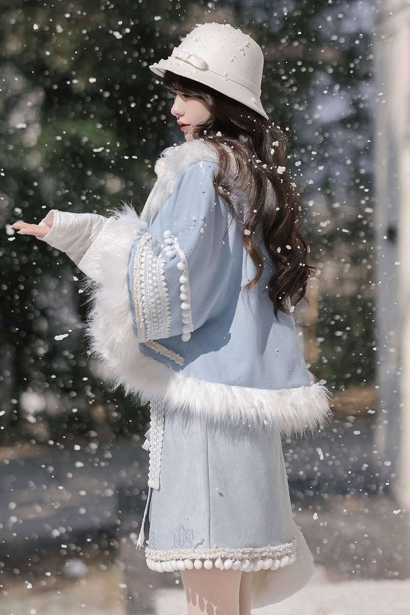 China Snow Lolita Jacket + Top + Skirt + Scarf