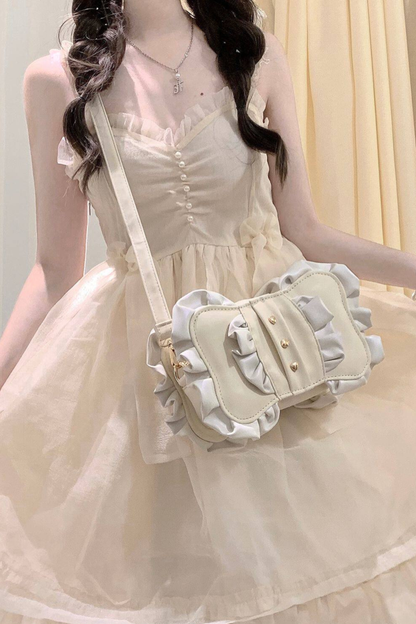 Cream Ribbon Mini Crossbody Bag
